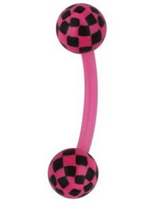Øjenbrynspiercing med Skakmønster - Rosa/Sort - 1.2 x 8 mm