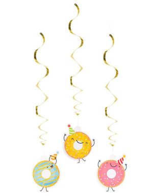 3 stk Hengende Swirl Dekorasjoner - Donut/Smultring 