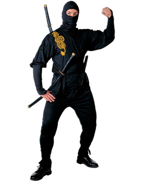 Sort Ninjakostume med Maske