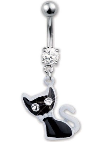 Freaky Kitty Navlepiercing - Sort/Hvid