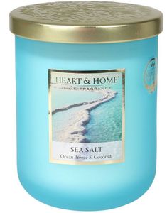 Heart & Home Sea Salt – Stort Duftlys i Flot Glas med Havbrise og Kokosnød