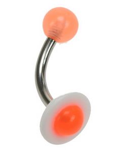Ufo Navlepiercing - Orange/Hvid