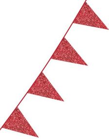 Rødt Glitter Banner med Vimpel Flagg 6 meter