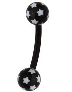 Stjernehimmel Øjenbrynspiercing - Sort/Hvid - 1.2 x 8 mm