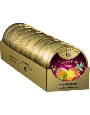 9 stk Cavendish & Harvey Tropical - Tropiske Sukkertøy i Metallboks - Hel Eske 1,8 kg