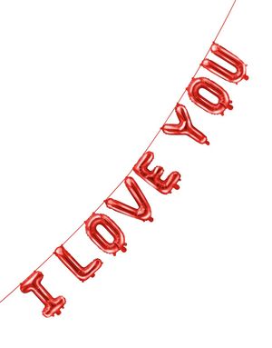 I Love You - Rødt Foliert Ballongbanner 260x40 cm