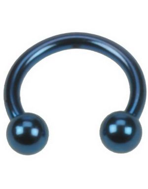 Rund Blå Øjenbrynspiercing med Runde Kugler - 1,2 x 8 mm