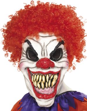 Nightmare Clown - Heldækkende Maske med Hår