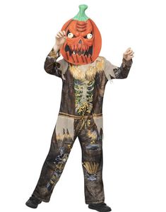 Pumpkin Scarecrow Reaper - Fugleskræmsel Kostume med Maske til Børn