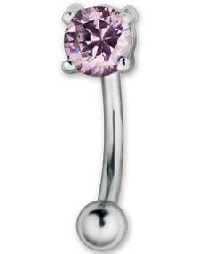 Banan Øjenbrynspiercing med Rosa Diamantformet Sten - 1.2 x 8 mm