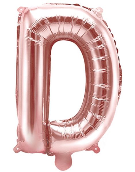 Bogstav D - Rosenguldfarvet 35 cm Folieballon