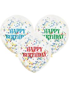 6 stk 30 cm Happy Birthday Flerfarvet Konfettiballoner