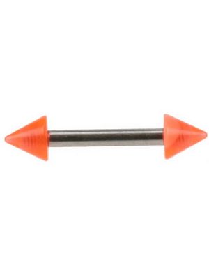 Højre Øjenbrynspiercing med UV Orange Spike Kugler - 1.2 x 8 mm