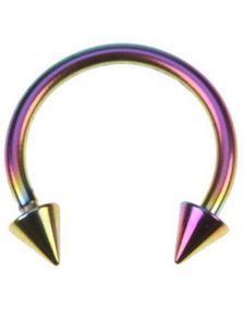 Rund Multifarvet Øjenbrynspiercing med Spike Kugler - 1,2 x 10 mm