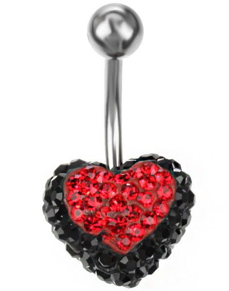 Celebrity Heart Navlepiercing - Sort/Rød