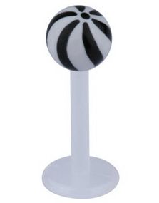 Candy Stripes Labret - Hvid/Sort - Strl 1,2x8x4mm