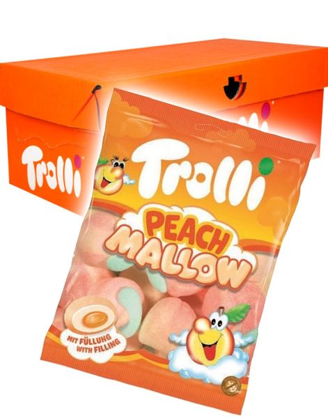 8 stk Poser med Trolli Fylte Fersken Marshmallows - Hel Eske