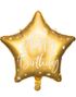 Happy Birthday! - Stjerneformet Gullfarget Folieballong med Hvit Skrift 40 cm