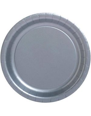 20 stk Sølvfarvede Små Paptallerkener17 cm