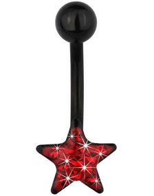 Star of Diamonds Navlepiercing - Black/Red