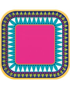 10 stk Firkantede Tallerkener med Bohemsk/Meksikansk Tema 18 cm - Boho Fiesta