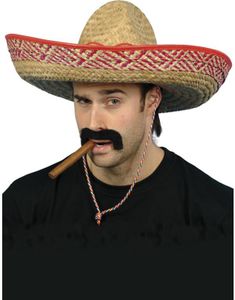 Sombrero Stråhat med Røde Kanter og Mønster