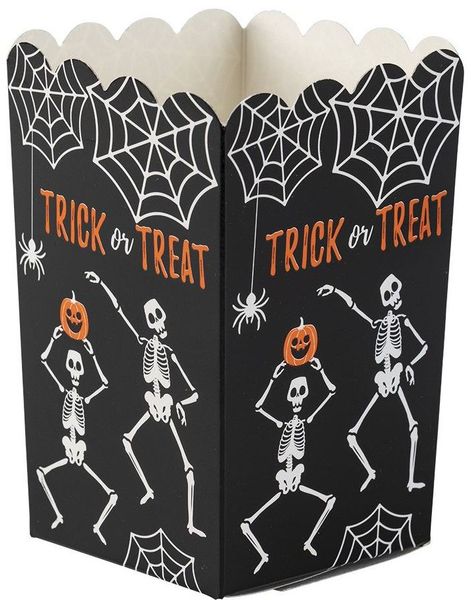 8 stk Popcornbæger med Skelet - Trick or Treat