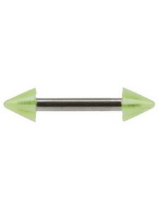 Venstre Øjenbrynspiercing med Stribet Grønne og Hvide Spike Kugler - 1.2 x 8 mm