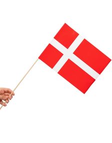10 stk Danske Papirflagg på Trepinne 20x30 cm