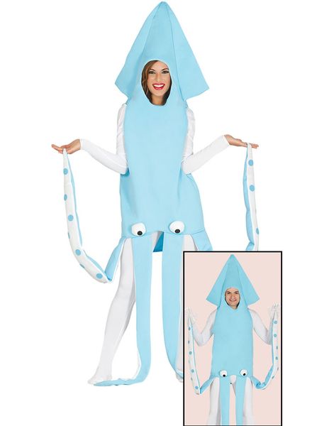 Lyseblåt Blæksprutkostume Unisex