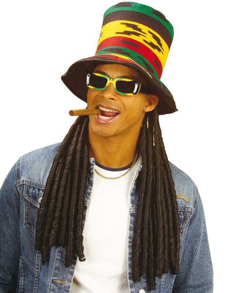 Jamaica Mand - Hat med Rasta Fletninger