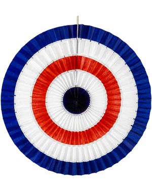 Rød, Hvid og Blå Papirvifte 50 cm