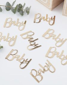 Gullfarget Baby Løkkeskrift Konfetti - Oh Baby