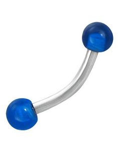 Banana Øjenbrynspiercing med Runde Royal Blå Kugler - 1.2 x 8 mm