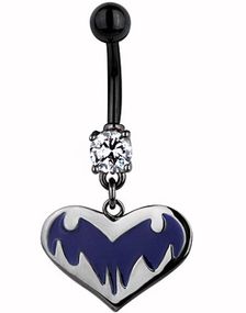 Demons Heart Navlepiercing - Sort/Lilla