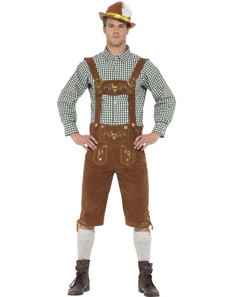 Traditionelt Brunt og Grønt Oktoberfest Luksuskostume til Herre