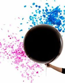 Svart Gender Reveal Ballong med Konfetti 