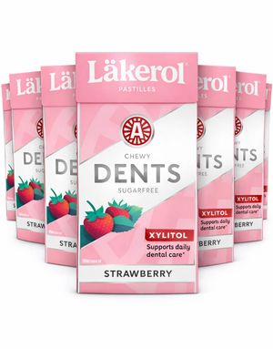 24 stk Läkerol Dents Strawberry Mint / Sukkerfrie Pastiller med Lakrissmak - Hel Eske 864 gram