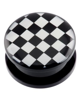 Skakmønstret Sort Piercing Plug