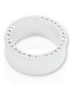Hvid Tunnel Piercing med Klare Sten