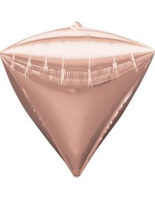 3 stk Rosé Guldfarvet Metallisk Diamondz Folieballon 50x38 cm