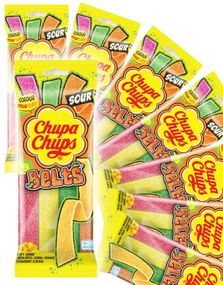 18 Stk Chupa Chups Sour Belts Mix - Sure Slikbælter med Forskellige Smage - Hel Kasse 1,62 kg