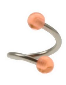Curve Øjenbrynspiercing med Orange Kugler - 1.2 x 8 mm