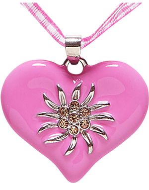 Rosa Smykke med Hjerte og Edelweiss Blomst