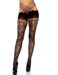 Wrap Around Crotchless Tights - Sort Netstrømpebukser
