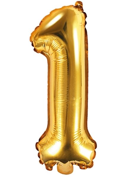 Tallet 1 - Guldfarvet 35 cm Folieballon