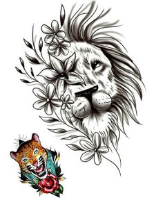 Lion & Leopard - 2 stk Tatoveringer (Fake Tattoo)