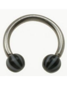Rund Øjenbrynspiercing med Sorte og Hvide Kugler - 1.2 x 8 mm