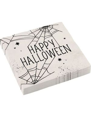 16 stk. Happy Halloween Servietter med Spindelvevmotiv