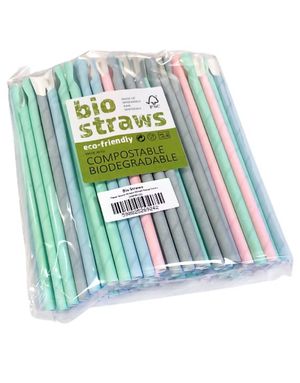 125 stk Miljøvenlige Pastelfarvede Sugerør Med Ske